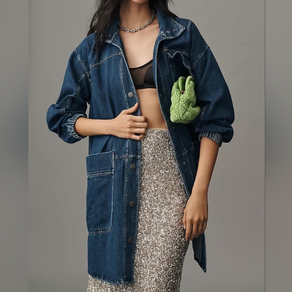NWT Anthro Pilcro Utility Denim Long Chore Jacket XL